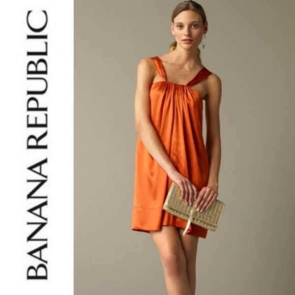burnt orange silk slip dress